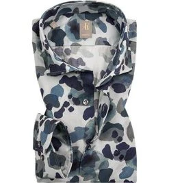 Jacques Britt Hemd Siena 551150/18 Perfect Fit, Popeline, Blau gemustert, Blau