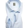 Jacques Britt Hemd Como 561360/10 Slim Fit, Popeline, Hellblau gemustert, Blau