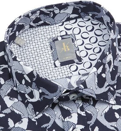 Jacques Britt Hemd Como Mix 531370/19 Custom Fit, Baumwolle, Navy-weiß gemustert, Dunkelblau 2 Jacques Britt Hemd Como Mix 531370/19 Custom Fit, Baumwolle, Navy-weiß gemustert, Dunkelblau – Bild 2