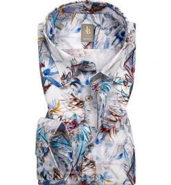 Jacques Britt Hemd Messina 551220/15 Perfect Fit, Baumwolle, Multicolor gemustert, Blau