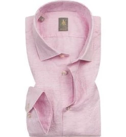 Jacques Britt Hemd Como 551210/40 Perfect Fit, Baumwolle-Leinen, Rosé strukturiert, Rosa
