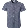 Pepe Jeans Hemd Steve PM305850/0AA Kurzarmhemd, Slim Fit, Popeline, Blau gemustert, Dunkelblau