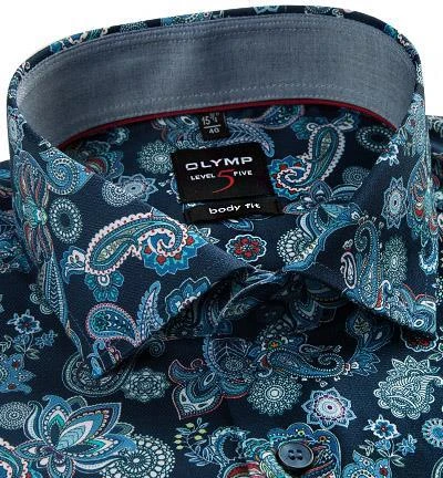 OLYMP Level Five Body Fit 69EL 2011/39/35 Hemd, Baumwolle, Extra langer Arm, Multicolor gemustert, Blau-rot 2 OLYMP Level Five Body Fit 69EL 2011/39/35 Hemd, Baumwolle, Extra langer Arm, Multicolor gemustert, Blau-rot – Bild 2