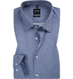 OLYMP Level Five Body Fit 69EL 2029/39/18 Hemd, Baumwolle, Extra langer Arm, Marineblau gemustert, Marine