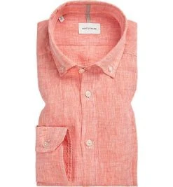 RENÉ LEZARD Hemd 92/07/X531W/8501/242 Reines Leinen, Lachsorange meliert, Lachsorange