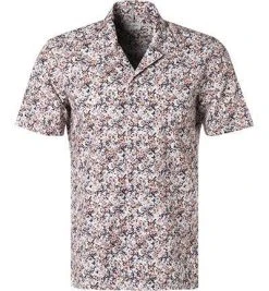 RENÉ LEZARD Hemd 92/07/X655W/8538/346 Kurzarmhemd, Popeline, Multicolor gemustert, Rot