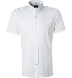 JOOP! Hemd Paccy 30014533/100 Kurzarmhemd, Slim Fit, Baumwoll-Piqué, Weiß