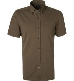 JOOP! Hemd Paccy 30014533/301 Kurzarmhemd, Slim Fit, Baumwoll-Piqué, Khaki, Olivgrün