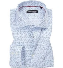 rosso e nero Hemd 1100/11 Tailored Fit, Baumwolle, Taubenblau-weiß gemustert, Weiß-blau