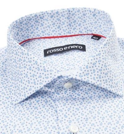 rosso e nero Hemd 1100/11 Tailored Fit, Baumwolle, Taubenblau-weiß gemustert, Weiß-blau 2 rosso e nero Hemd 1100/11 Tailored Fit, Baumwolle, Taubenblau-weiß gemustert, Weiß-blau – Bild 2