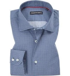 rosso e nero Hemd 110/15 Tailored Fit, Baumwolle, Marineblau kariert, Blau
