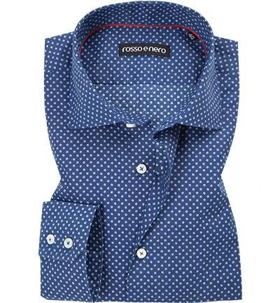 rosso e nero Hemd 1103/15 Tailored Fit, Baumwolle, Marineblau-weiß gemustert, Blau 1 rosso e nero Hemd 1103/15 Tailored Fit, Baumwolle, Marineblau-weiß gemustert, Blau