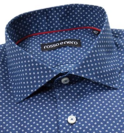 rosso e nero Hemd 1103/15 Tailored Fit, Baumwolle, Marineblau-weiß gemustert, Blau 2 rosso e nero Hemd 1103/15 Tailored Fit, Baumwolle, Marineblau-weiß gemustert, Blau – Bild 2