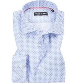 rosso e nero Hemd 1110/11 Tailored Fit, Baumwolle, Blau-weiß gemustert, Blau