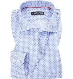 rosso e nero Hemd 1111/11 Tailored Fit, Baumwolle, Blau-weiß gemustert, Blau