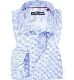 rosso e nero Hemd 111/11 Tailored Fit, Baumwolle, Taubenblau gemustert, Blau