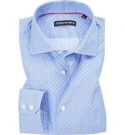 rosso e nero Hemd 1113/11 Tailored Fit, Baumwolle, Capriblau gemustert, Blau