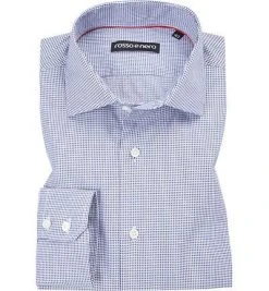 rosso e nero Hemd 113/11 Tailored Fit, Baumwolle, Marineblau gemustert, Blau-weiß