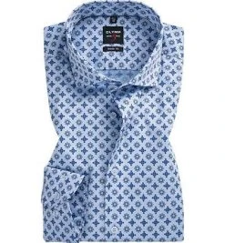 OLYMP Level Five Body Fit 2039/34/19 Hemd, Baumwolle, Hellblau-royal gemustert, Helllblau