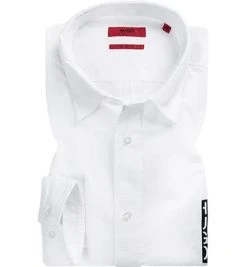 HUGO Hemd Emorino 50405789/199 Straight Fit, Baumwolle, Weiß