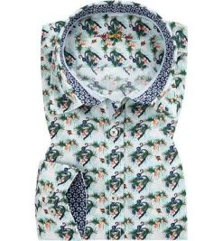 Lucky de Luca Hemd Nyro 62052/71108-1 Baumwolle, Multicolor gemustert, Weiß-blau gemustert