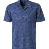 HACKETT Hemd HM307399/5DJ Kurzarmhemd, Slim Fit, Popeline, Navy gemustert, Navy-weiß