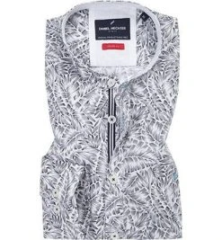 Daniel Hechter Hemd 60695/191629/990 Shape Fit, Reines Leinen, Schwarz-weiß gemustert, Schwarz-weiß