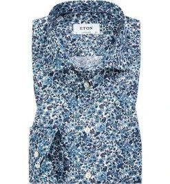 ETON Hemd 2766/79311/25 Contemporary Fit, Popeline, Blau gemustert, Blau