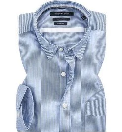 Marc O'Polo Hemd 924 7370 42070/Q85 Shaped Fit, Popeline, Blau gestreift, Blau