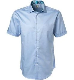 Jacques Britt Hemd Como Mix 581200/11 Kurzarmhemd, Custom Fit, Baumwolle, Hellblau