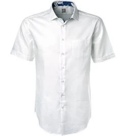 Jacques Britt Hemd Como Mix 581021/01 Kurzarmhemd, Custom Fit, Baumwolle, Weiß