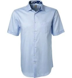 Jacques Britt Hemd Como Mix 581021/16 Kurzarmhemd, Custom Fit, Baumwolle, Hellblau, Blau