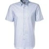 Jacques Britt Hemd Messina Mix 581220/10 Kurzarmhemd, Custom Fit, Baumwolle, Hellblau-weiß gestreift, Blau