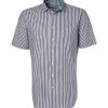 Jacques Britt Hemd Como Mix 581260/19 Kurzarmhemd, Custom Fit, Twill, Navy-weiß gestreift, Dunkelblau