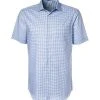 Jacques Britt Hemd Como Mix 581270/10 Kurzarmhemd, Custom Fit, Baumwolle, Hellblau kariert, Blau