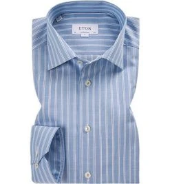 ETON Hemd 3451/79373/21 Contemporary Fit, Twill, Blau-weiß gestreift, Blau