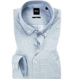 BOSS Hemd Mabsoot 50412798/100 Slim Fit, Popeline, Weiß gemustert, Weiß