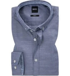 BOSS Hemd Rikard 50411922/402 Slim Fit, Oxford, Dunkelblau, Graublau