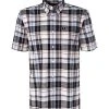 Fred Perry Hemd M6532/D63 Kurzarmhemd, Oxford, Schwarz-rosa kariert, Rosa-navy