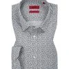 HUGO Hemd Elisha 50418126/199 Extra Slim Fit, Popeline, Schwarz-weiß gemustert, Weiß