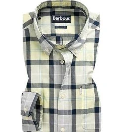 Barbour Hemd Burnside lemon MSH4519YE93 Tailored Fit, Popeline, Gelb kariert