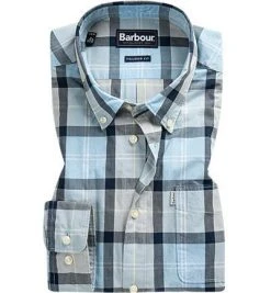 Barbour Hemd Burnside ocean blue MSH4519BL63 Tailored Fit, Popeline, Blau kariert