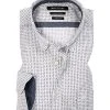 Marc O'Polo Hemd 926 7363 42064/J15 Shaped Fit, Popeline, Schwarz-weiß gemustert, Weiß gemustert