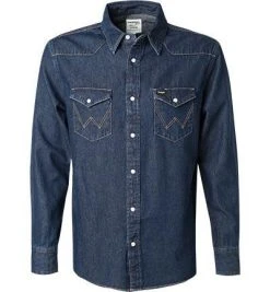 Wrangler Hemd denim W5MSLW301 Jeanshemd, Regular Fit, Baumwolle, Dunkelblau