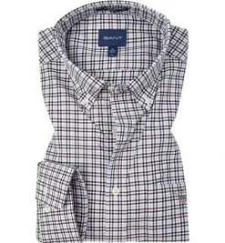 Gant Hemd 3056600/605 Regular Fit, Popeline, Violett-blau kariert, Rotwein