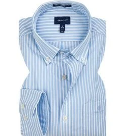 Gant Hemd 3062000/468 Regular Fit, Popeline, Hellblau gestreift, Hellblau