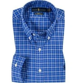 Polo Ralph Lauren Hemd 710767330/005 Slim Fit, Popeline, Capriblau-bleu kariert, Blau-weiß
