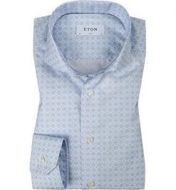 ETON Hemd 1000/00083/25 Slim Fit, Popeline, Weiß-hellblau gemustert, Blau