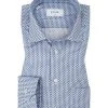 ETON Hemd 1000/00100/25 Classic Fit, Popeline, Weiß-hellblau gemustert, Blau