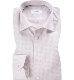 ETON Hemd 1000/00280/ Contemporary Fit, Baumwolle, Braun-weiß gemustert, Braun-weiß